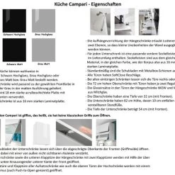 Küchenzeile Einbauküche Campari 270 Cm 8-tlg, Grifflos, Hochglanz Grau, Weiß, Schwarz -Möbelhaus 480036478