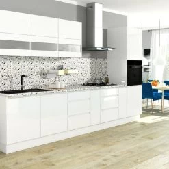 Küchenzeile Einbauküche Campari 270 Cm 8-tlg, Grifflos, Hochglanz Grau, Weiß, Schwarz -Möbelhaus 480036742