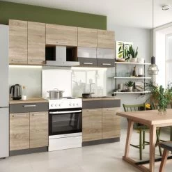 Küche ALINA Küchenzeile Einbauküche Küchenblock Schränke - SONOMA EICHE