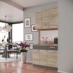 Küche ALINA Küchenzeile Einbauküche Küchenblock Schränke - SONOMA EICHE -Möbelhaus 480818360