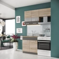 Küche ALINA Küchenzeile Einbauküche Küchenblock Schränke - SONOMA EICHE -Möbelhaus 480818379