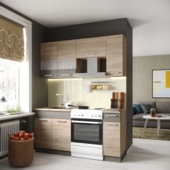 Küche ALINA Küchenzeile Einbauküche Küchenblock Schränke - SONOMA EICHE -Möbelhaus 480818386