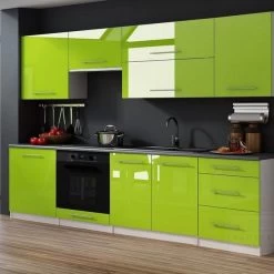 Küchenzeile Linda Lime Hochglanz/ Weiß 240 Cm Küche Küchenblock