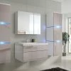 Badmöbel-Set Lux NEW Cappuccino Hochglanz/ Weiß Keramik Waschbecken Badezimmer Led -Möbelhaus 481075198
