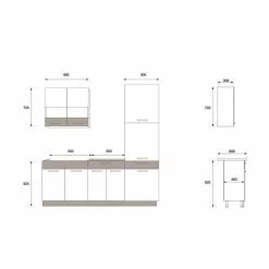 Küche ALINA Mit Hochschrank 200 Cm Küchenzeile Einbauküche Sonoma Eiche -Möbelhaus 481533063