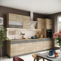 Küche ALINA Mit Hochschrank 310 Cm Küchenzeile Einbauküche Sonoma Eiche