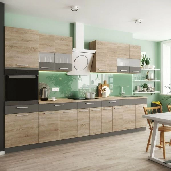 Küche ALINA Mit Hochschrank 340 Cm Küchenzeile Einbauküche Sonoma Eiche 3 Küche ALINA Mit Hochschrank 340 Cm Küchenzeile Einbauküche Sonoma Eiche