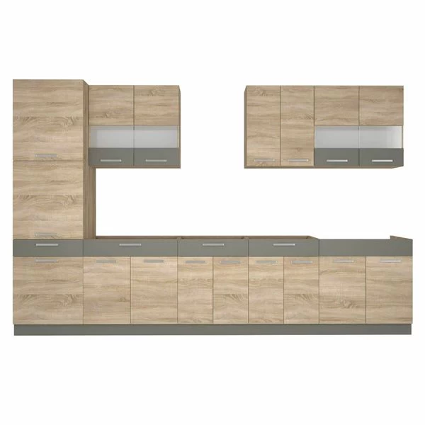 Küche ALINA Mit Hochschrank 340 Cm Küchenzeile Einbauküche Sonoma Eiche 4 Küche ALINA Mit Hochschrank 340 Cm Küchenzeile Einbauküche Sonoma Eiche – Bild 2