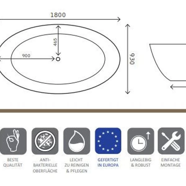 Freistehende Badewanne Mineralguss Solid Surface Gussmarmor Matt Weiß Standbadewanne 8 Freistehende Badewanne Mineralguss Solid Surface Gussmarmor Matt Weiß Standbadewanne – Bild 6