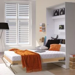 Schrankbett Wandbett Klappbett Vertikal VB 140 X 200 Weiß Eiche Lancelot Auswahl -Möbelhaus 482335452