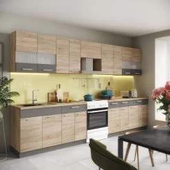 Küche ALINA 350 Cm Küchenzeile Einbauküche Küchenblock Sonoma Eiche