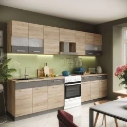 Küche ALINA 310 Cm Küchenzeile Einbauküche Küchenblock Sonoma Eiche