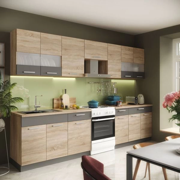 Küche ALINA 310 Cm Küchenzeile Einbauküche Küchenblock Sonoma Eiche 3 Küche ALINA 310 Cm Küchenzeile Einbauküche Küchenblock Sonoma Eiche