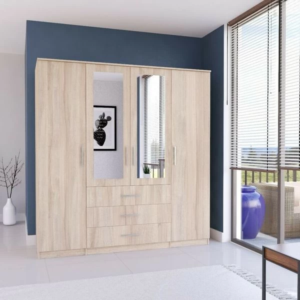 Schrank Kleiderschrank Drehtürenschrank Mit Spiegel Mehrzweckschrank Szantal 4D 200 4 Schrank Kleiderschrank Drehtürenschrank Mit Spiegel Mehrzweckschrank Szantal 4D 200 – Bild 2