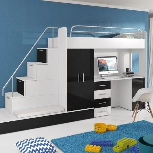 Hochbett Mit Schreibtisch TOMI 5 , Schrank, Treppe Und Gästebett In Hochglanz ! 10 Hochbett Mit Schreibtisch TOMI 5 , Schrank, Treppe Und Gästebett In Hochglanz ! – Bild 8