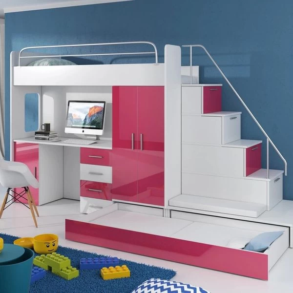 Hochbett Mit Schreibtisch TOMI 5 , Schrank, Treppe Und Gästebett In Hochglanz ! 14 Hochbett Mit Schreibtisch TOMI 5 , Schrank, Treppe Und Gästebett In Hochglanz ! – Bild 12