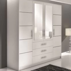 Kleiderschrank BALI D4 Drehtürenschrank Schrank Schubladen 2 Farben Spiegel !