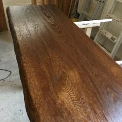 Waschtischplatte Waschtisch Badezimmer Holzplatte Eiche Massiv, Geölt, Baumkante -Möbelhaus 486855896