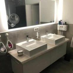 Waschtischplatte Waschtisch Badezimmer Holzplatte Eiche Massiv, Geölt, Baumkante -Möbelhaus 486855900