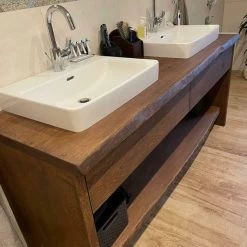 Waschtischplatte Waschtisch Waschtischkonsole Rustikal Eiche Massiv Holz -Möbelhaus 486855913