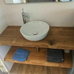 Waschtischplatte Waschtisch Waschtischkonsole Rustikal Eiche Massiv Holz -Möbelhaus 486855919