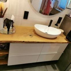 Waschtischplatte Waschtisch Waschtischkonsole Rustikal Eiche Massiv Holz -Möbelhaus 486855920