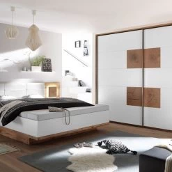 Doppelbett Nachtkommoden CAPRI XL Bett Ehebett Fussbank 180x200 Weiß Eiche -Möbelhaus 487660889