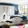 Schlafzimmer Komplett Set 5-tlg. Bett 180 Kleiderschrank Kommoden Pinie Weiß