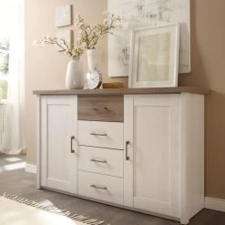 Schlafzimmer Komplett Set 5-tlg. Bett 180 Kleiderschrank Kommoden Pinie Weiß -Möbelhaus 487661244