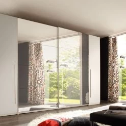 Schwebetürenschrank Kleiderschrank Schrank Schlafzimmerschrank Weiß Spiegel 312