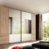 Schwebetürenschrank STORE Kleiderschrank Schrank Eiche Braun Weiß Mit Spiegel