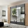 Schrank Kleiderschrank Stockholm Schwebetüren Spiegel Grau Braun Weißtanne -Möbelhaus 487662172