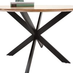 Esstisch "PEDRO" Esszimmer Tisch Massivholz Echtholz Akazie Metall Gestell Rund 130cm -Möbelhaus 487662800