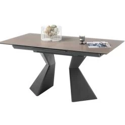 Esstisch Robinson Tisch Ausziehtisch Keramik Glas Rechteckig Braun Metall 160cm