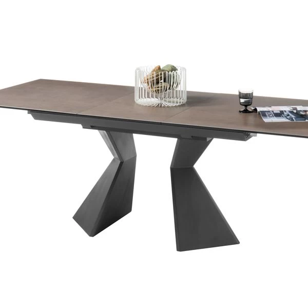 Esstisch Robinson Tisch Ausziehtisch Keramik Glas Rechteckig Braun Metall 160cm 5 Esstisch Robinson Tisch Ausziehtisch Keramik Glas Rechteckig Braun Metall 160cm – Bild 3