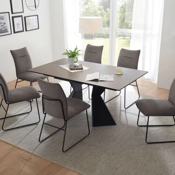 Esstisch Robinson Tisch Ausziehtisch Keramik Glas Rechteckig Braun Metall 160cm 9 Esstisch Robinson Tisch Ausziehtisch Keramik Glas Rechteckig Braun Metall 160cm – Bild 7