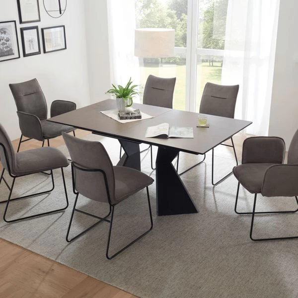 Esstisch Robinson Tisch Ausziehtisch Keramik Glas Rechteckig Braun Metall 160cm 10 Esstisch Robinson Tisch Ausziehtisch Keramik Glas Rechteckig Braun Metall 160cm – Bild 8