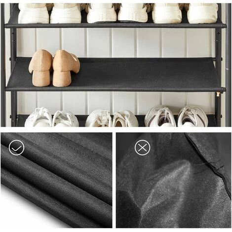 VASAGLE Schuhregal, Schuhablagen, Schmal, Metallgestell, Ablagen Aus Polyestergewebe, Für Eingangsbereich, Flur, Industrie-Design,vintagebraun-schwarz Von SONGMICS LBS036B01 6 VASAGLE Schuhregal, Schuhablagen, Schmal, Metallgestell, Ablagen Aus Polyestergewebe, Für Eingangsbereich, Flur, Industrie-Design,vintagebraun-schwarz Von SONGMICS LBS036B01 – Bild 4