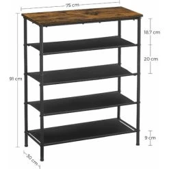 VASAGLE Schuhregal, Schuhablagen, Schmal, Metallgestell, Ablagen Aus Polyestergewebe, Für Eingangsbereich, Flur, Industrie-Design,vintagebraun-schwarz Von SONGMICS LBS036B01 11 VASAGLE Schuhregal, Schuhablagen, Schmal, Metallgestell, Ablagen Aus Polyestergewebe, Für Eingangsbereich, Flur, Industrie-Design,vintagebraun-schwarz Von SONGMICS LBS036B01 -Möbelhaus 48883866 5