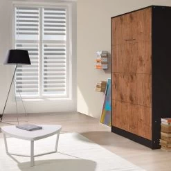 Schrankbett Wandbett Klappbett Vertikal VB 90x200 Eiche Lancelot Kommode