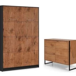 Schrankbett Wandbett Klappbett Vertikal VB 90x200 Eiche Lancelot Kommode -Möbelhaus 488868762