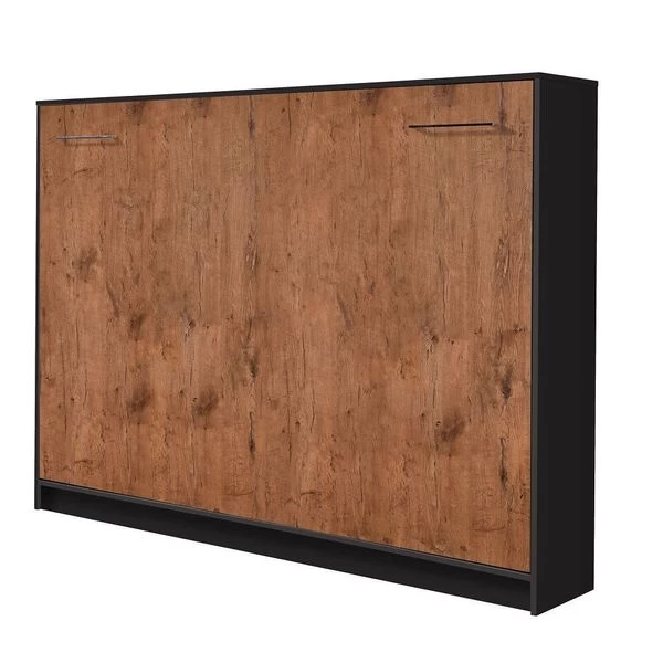 Schrankbett Wandbett Klappbett Horizontal HB 140x200 Eiche Lancelot & Schwarz Kommode 5 Schrankbett Wandbett Klappbett Horizontal HB 140x200 Eiche Lancelot & Schwarz Kommode – Bild 3