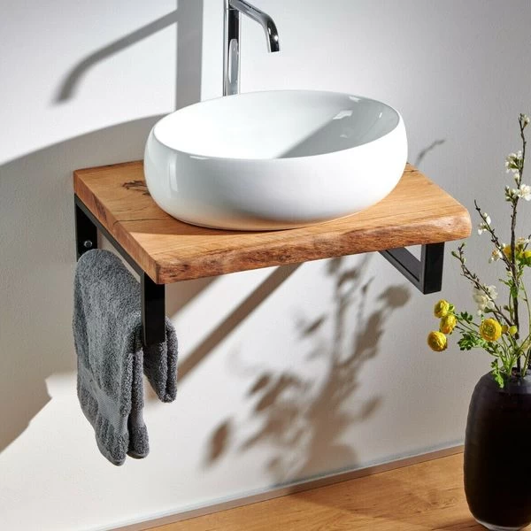 Waschtisch Eiche Holzplatte Massiv Holz Aufsatzbecken Naturkante Zuschnitt Geölt 9 Waschtisch Eiche Holzplatte Massiv Holz Aufsatzbecken Naturkante Zuschnitt Geölt – Bild 7