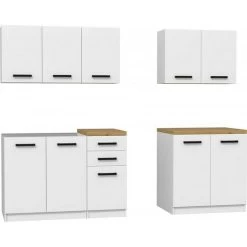 KÜCHE Küchenzeile Küchenblock MODERN 200 CM Einbauküche Weiß Mat