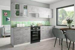 KÜCHE 260cm Küchenzeile Küchenblock MODERN Einbauküche Beton