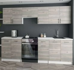 KÜCHE Küchenzeile Küchenblock MODERN 240 CM Einbauküche Eiche Nelson Front 18mm