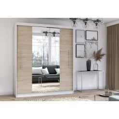 Kleiderschrank Schiebetürenschrank Schwebetürenschrank Mit Spiegel Torino 200 Cm