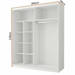 Schrank Kleiderschrank Mehrzweckschrank Spiegel Garderobenschrank Norino 200 -Möbelhaus 492304174