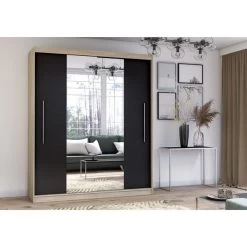 Schrank Kleiderschrank Mehrzweckschrank Spiegel Garderobenschrank Norino 200 -Möbelhaus 492304180