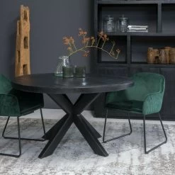 Esszimmertisch Küchentisch Tisch Kala Schwarz Spider Rund Mango Stahl 130 Cm -Möbelhaus 495149785